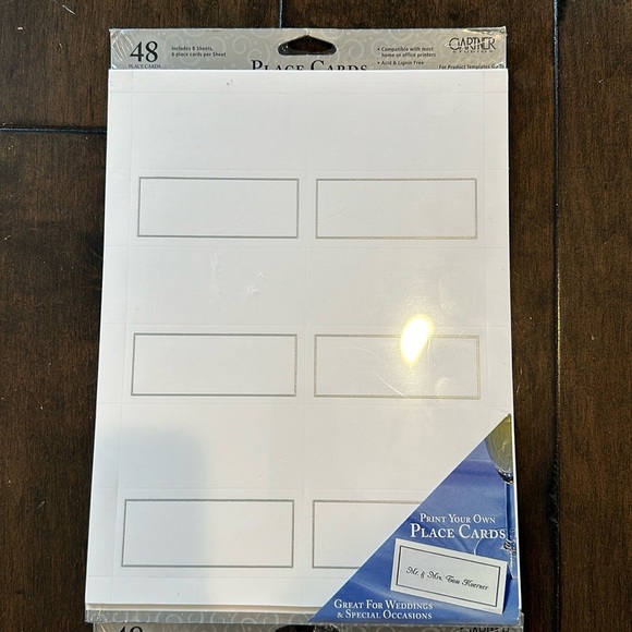 NWT! 2 packages (48 cards per sheet) Gartner Printable Place Setting sheets. - Picture 2 of 3